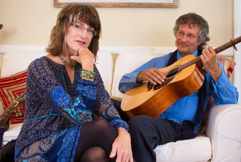
Kathleen Glauser (left) and Robbie Smith are the popular Shelburne folk duo, Naming the Twins. - Lisa Buchanan

