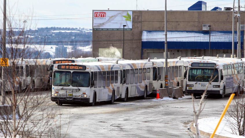 
Lines of idling buses sit at the Burnside Metro Transit facility in 2013. Halifax’s auditor general says bus maintenance is running behind schedule at one of Halifax Transit’s garages. - Eric Wynne
