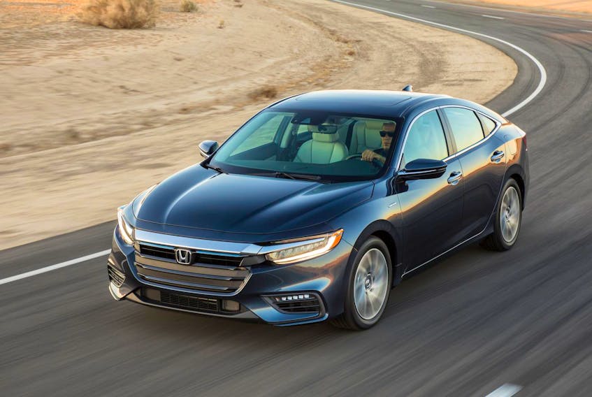 
A 1.5-litre four-cylinder gasoline engine that makes 107 horsepower powers the 2019 Honda Insight. Two electric motors allow the Insight to run about 1.6 kilometres on pure electric and produce 129 horsepower for a combined 151 horsepower at 6,000 RPM. - Honda
