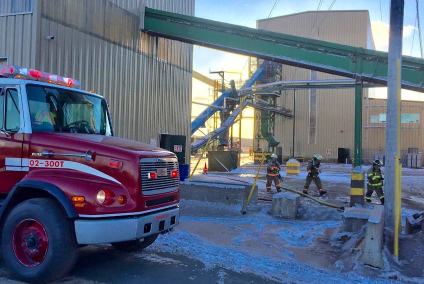 Several fire department were involved in fighting a blaze at the Great Northern Pellets Mill in Upper Musquodoboit on Sunday afternoon.