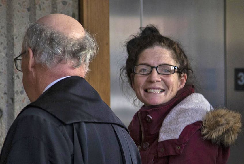 
Renee Allison Webber leaves Nova Scotia Supreme Court in Halifax on Monday during a break at her sentencing hearing on pimping-related charges, including trafficking a person under the age of 18. - Tim Krochak

