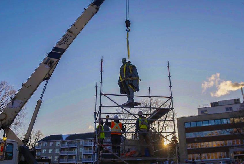 
On Jan. 31, 2018, the statue of Edward Cornwallis is lifted from it’s base in the park that still bears his name in Halifax. - Tim Krochak

