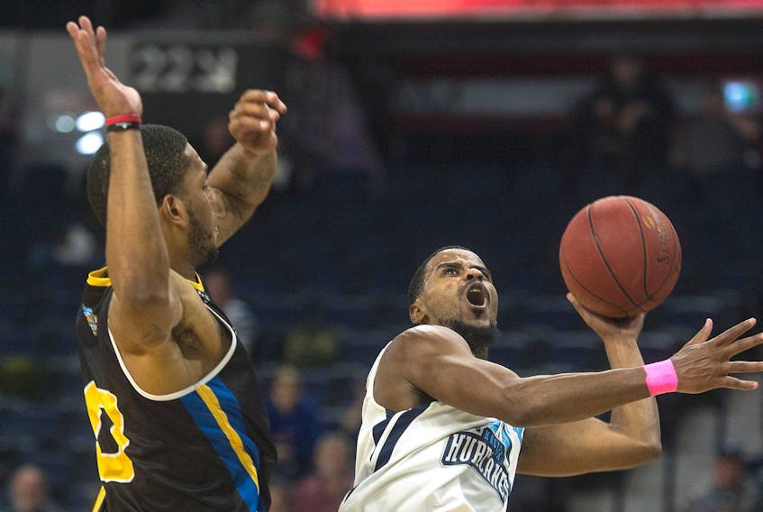 Halifax Hurricanes guard Cliff Clinkscales, who puts up a shot after getting fouled during an NBL Canada game against the Saint John Riptide earlier this season, is coming off two games in which he dished out a combined 27 assists. Halifax has won two in a row heading into its final game of a six-game road swing Thursday evening at Saint John.