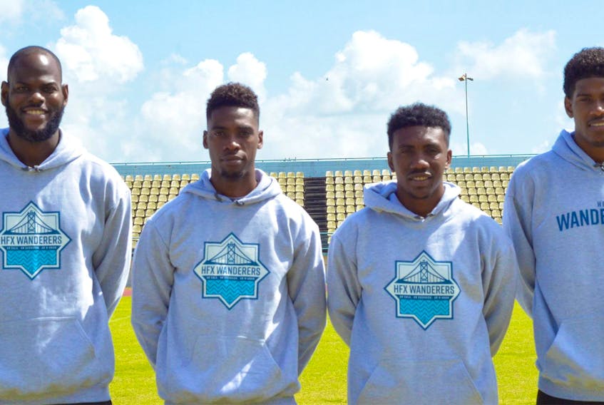 
Halifax Wanderers FC signed, from left to right, Jan-Michael Williams, Elton John, Akeem Garcia and Andre Rampersad on Thursday. All four players are from Trinidad and Tobago. (Halifax Wanderers FC)
