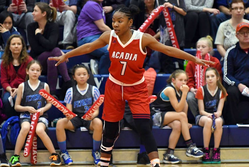 Acadia women’s basketball shooting guard Lanae Adams has brought leadership to a young team.  ACADIA ATHLETICS