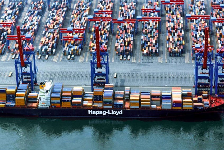 The container ship Yantian Express is shown in a handout photo from Hapag-Lloyd. Crews working to extinguish a fire aboard a large container ship off Canada’s east coast are facing some big challenges, an expert in offshore safety says.  HAPAG-LLOYD