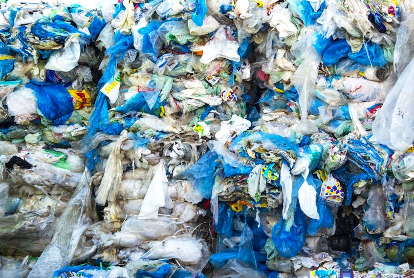 
Piles of plastic bags are seen outside HRM’s recycling plant in Bayers Lake in early March. - Ryan Taplin
