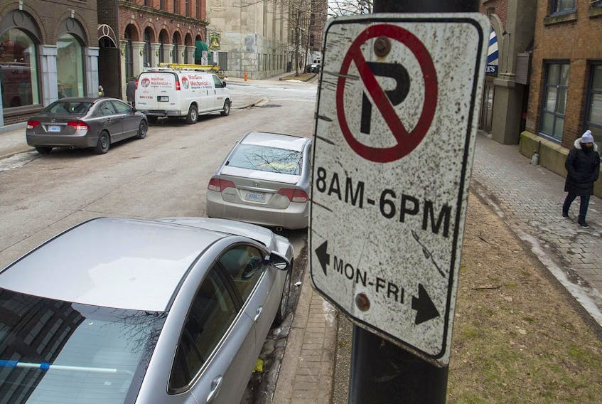 
Cars are parked on Bedford Row on Friday afternoon. Fines for parking illegally could be going up. - Ryan Taplin
