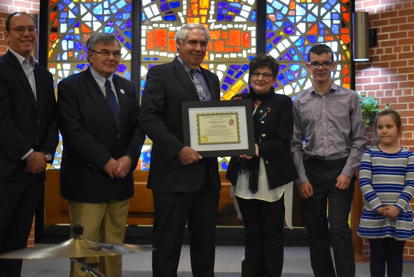
Members of the Bridgewater United Church accept an Affirm United certificate during a celebration on Jan. 27. (Josh Healey)
