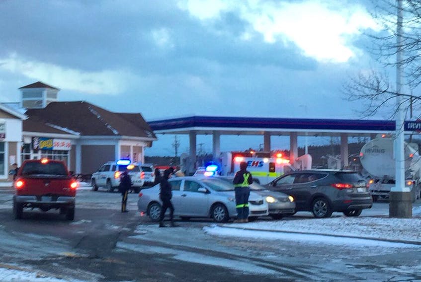 
A pickup truck creashed into a Lower Sackville gas station on Thursday. - @NSrasta/Twitter
