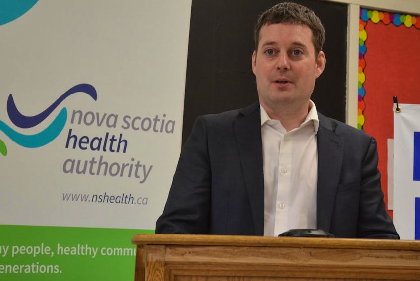 
Health Minister Randy Delorey announces an expansion of the adolescent outreach program for mental health support at Hants North Rural High School in Kennetcook on Thursday. - Francis Campbell
