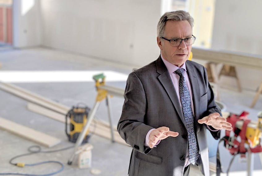 Gordon Neal, CEO of Hospice Halifax, gives a tour of the hospice construction site to reporters on Tuesday. It’s expected construction will be completed at the 10-bed hospice in about three weeks.