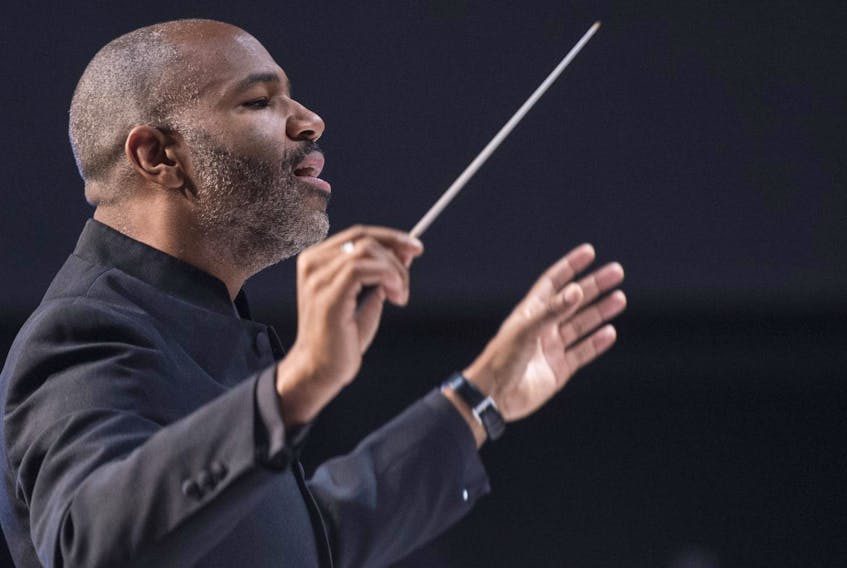 
Daniel Bartholomew-Poyser conducts Symphony Nova Scotia during a family series performance at Pier 21 in February. 
