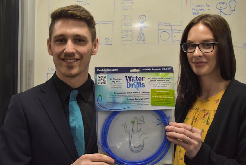 Devin Anderson and Kelsey Hopper are both in the applied entrepreneurship class at NSCC Stellarton campus. They, along with 11 other students have been working on a marketing campaign for a Pictou company that developed the Water Drills Tool For Plumbing Maintenance.