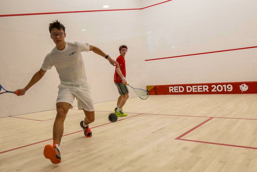 
Douglas Kosciukiewicz of Kentville competes in squash against Liam Marrison of Ontario on Feb. 25 at the Gary W. Harris Canada Games Centre. - Len Wagg / Communications Nova Scotia
