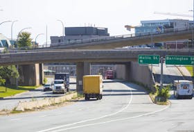 
Vehicles pass through the Cogswell interchange in September. 
