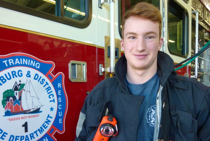 
Noah Romkey recently completed 22 weeks of intensive training at the Nova Scotia Firefighters School and on-the-job training with Halifax Regional Fire and Emergency. Certified as a Level 2 firefighter, Noah, 18, is pursuing a career as a paid firefighter. He volunteers with the Lunenburg and District Fire Department, but is not permitted to respond to emergencies until he turns 19 in May. 
