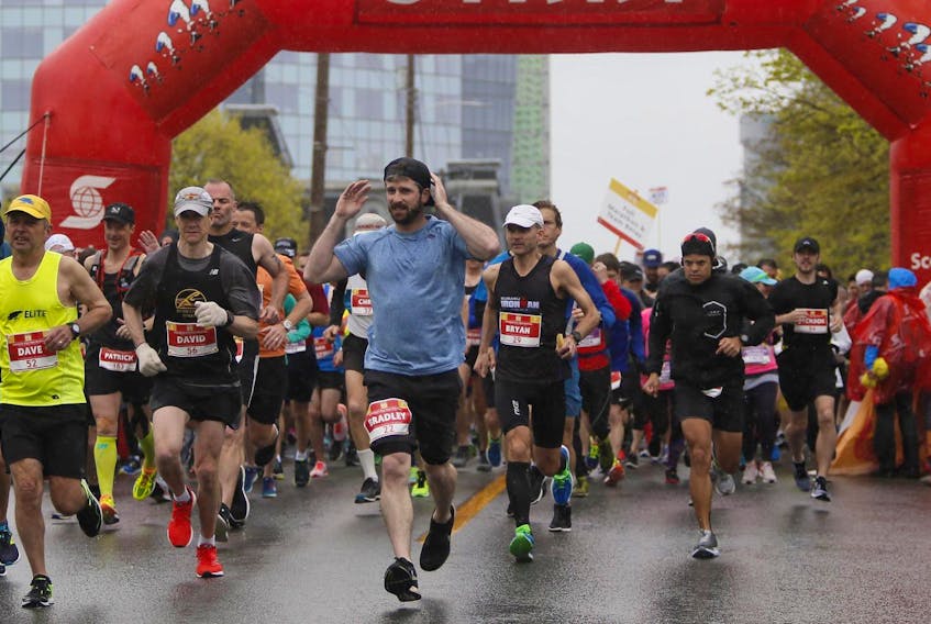 
Runners take off at the start of the full marathon at the Blue Nose Marathon in Halifax on May 20, 2018. - Tim Krochak
