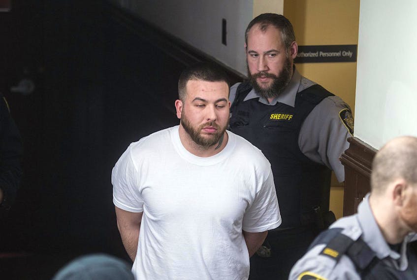 
Adam Joseph Drake is escorted into Halifax provincial court Thursday to face a charge of first-degree murder in the November 2016 shooting death of Tyler Keizer. - Ryan Taplin

