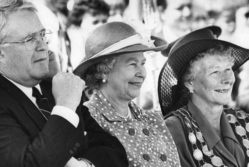 
Premier John Savage, Queen Elizabeth and Dartmouth mayor Gloria McCluskey in 1994. Savage served as Nova Scotia Premier from 1993-1997 and announced his resignation on March 21, 1997. - Herald File

