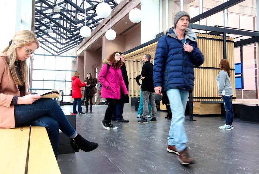 
People had a chance to check out the new Alderney Gate pedway during a reopening on Thursday, March 7. The space includes new finishes and gathering spaces with accessible seating. - Darrell Oake
