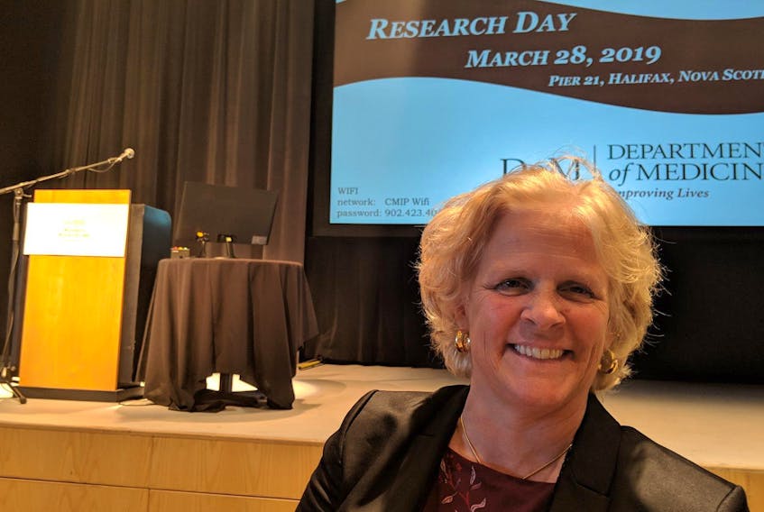 
Dr. Heather Ross, director of cardiology at the Peter Munk Cardiac Centre in Toronto, advocated the use of remote patient monitoring using cell phones in a presentation to Dalhousie University researchers at Pier 21 on Thursday. - John McPhee

