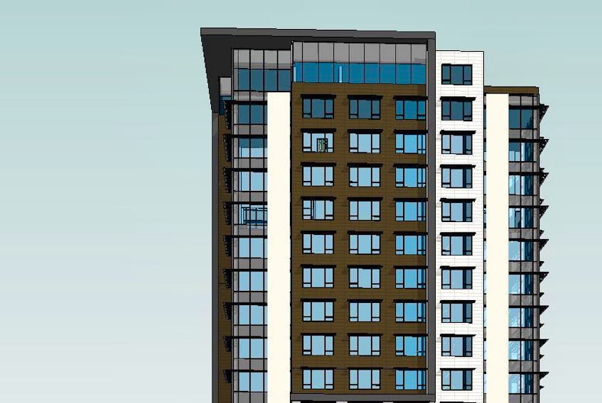 
A rendering of the hotel that Monaco Investment Partnership plans to build at the corner of Glenwood Avenue and Prince Albert Road in Dartmouth. 
