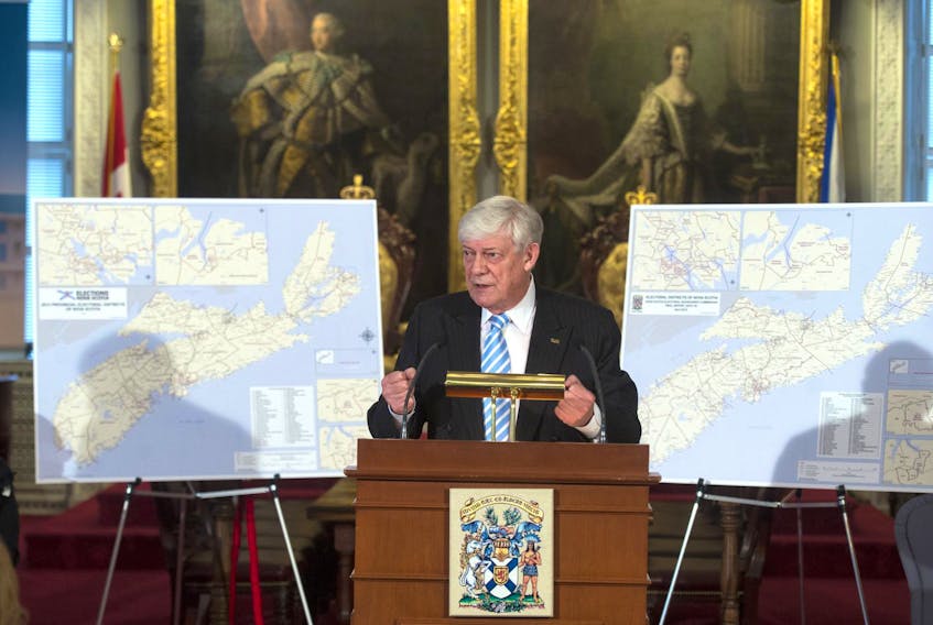
Colin Dodds, Nova Scotia Electoral Boundaries Commission chairman, answers questions about the commission’s final report at Province House on Monday afternoon. - Ryan Taplin
