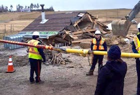 
A straw bale house constructed 18 months ago on the Alton Gas site near Fort Ellis, Colchester County, was torn down by the company Tuesday. - Facebook
