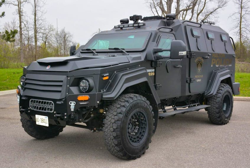 
Halifax Police want to purchase an Armoured Rescue Vehicles (ARV) like this one from Halton, Ontario, Police will use the vehicle for extreme conditions including rescues, Tactical arrests and harsh enviroments. - 
