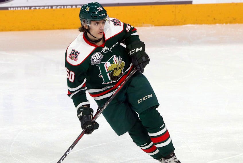 
Halifax Mooseheads forward Raphael Lavoie scored a hat trick against the Drummondville Voltigeurs in Game 2 of the teams’ third-round series in Drummondville, Que., on Saturday. (ERIC WYNNE/Chronicle Herald)

