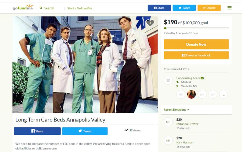 
Concerned emergency physicians have started a GoFundMe page to raise funds for long-term-care beds in the Annapolis Valley. - GoFundMe
