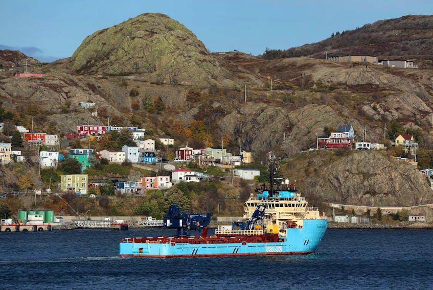 
The Maersk Nexus offshore supply ship leaves the St. John's Harbour in St John's, Newfoundland and Labrador, Canada, October 17, 2018. - Reuters
