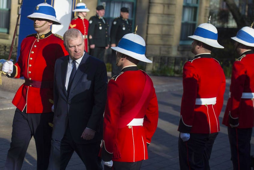 
Prince Andrew inspects the Princess Louise Fusiliers, a Halifax-based reserve unit, outside Government House on Thursday evening. Prince Andrew is colonel-in-chief of the Fusilliers and is in Halifax to commemorate the 150th Anniversary of the creation of the infantry regiment. - Ryan Taplin
