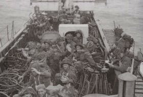 
Troops from the North Novas and Highland Light Infantry were crammed into a landing craft early on June 6, 1944.
