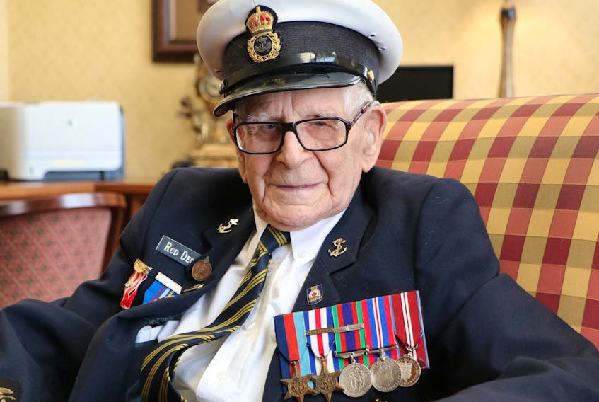 
Roderick Deon, 97, is one of the few Royal Canadian Navy Second World War veterans left who took part in the Allied D-Day invasion on June 6, 1944. - Glen Whiffen
