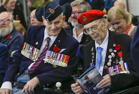 
D-Day veterans Russell Hubley and Albert Hubley wait for the start of ceremonies marking the 75th anniversary of D-Day at Willow Park Armoury in Halifax on Thursday, June 6, 2019. Russell Hubley was in the air, as a mid-upper gunner in the RCAF and Albert Hubley landed on the beaches that day with the North Shore Regiment. - Tim Krochak
