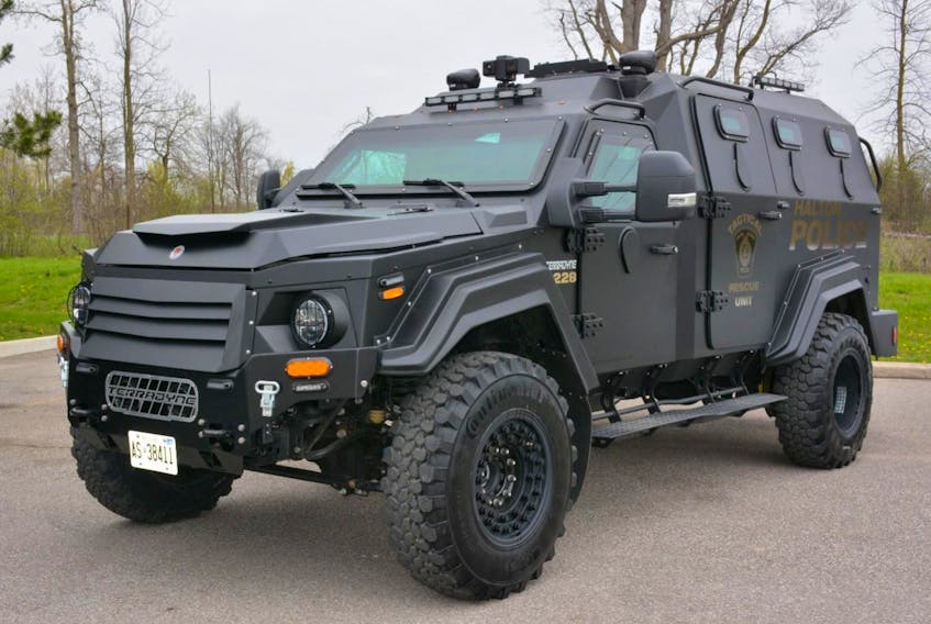 
Halifax Police want to purchase an Armoured Rescue Vehicles (ARV) like this one from Halton, Ontario, Police will use the vehicle for extreme conditions including rescues, Tactical arrests and harsh enviroments. - Leanne Tremblay
