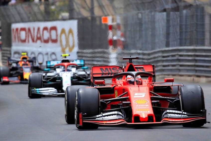 
Ferrari’s Sebastian Vettel in action during the Monaco Grand Prix on May 26. 
