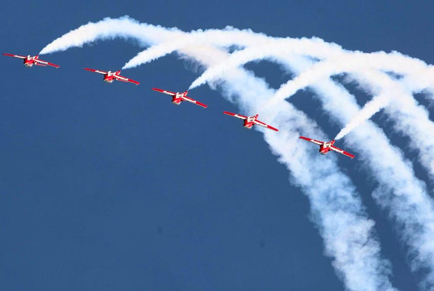 
The Royal Canadian Forces Snowbirds perform for the crowds at the Debert Airshow on June 19, 2019. This is the only Atlantic Canadian stop for the demonstration air team.

