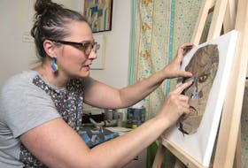 
Artist Rhonda Barrett works in her north-end Halifax studio in May. - Ryan Taplin

