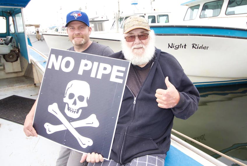 Mike Noel, 37, and his father Wayne, 70, will be one of many fishermen taking part in a #NoPipe Land and Sea Rally Friday in Pictou. The Noels say fishermen don’t trust that their fishery won’t be harmed by Northern Pulp’s plans to pump effluent into the Northumberland Strait. In their opinion, no guarantees mean no pipe. Sueann Musick   THE NEWS

