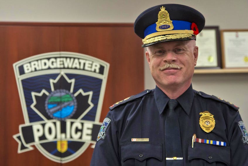 Bridgewater Police Chief John Collyer at the police station in Bridgewater in 2015. Collyer is facing charges of sexually assaulting and sexually exploiting a teenage girl.