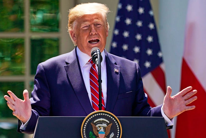 
U.S. President Donald Trump speaks in the Rose Garden in June. His tweets on Friday attacking a quartet of Democratic congresswomen were a thinly veiled racist attack. REUTERS/Kevin Lamarque
