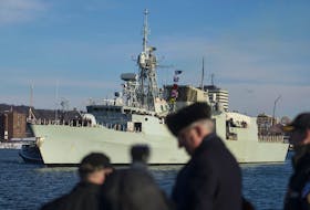 
The HMCS Charlottetown slips into Halifax Harbour in January 2018. The frigates will be maintained on the East Coast by Chantier Davie shipyards. - Ryan Taplin
