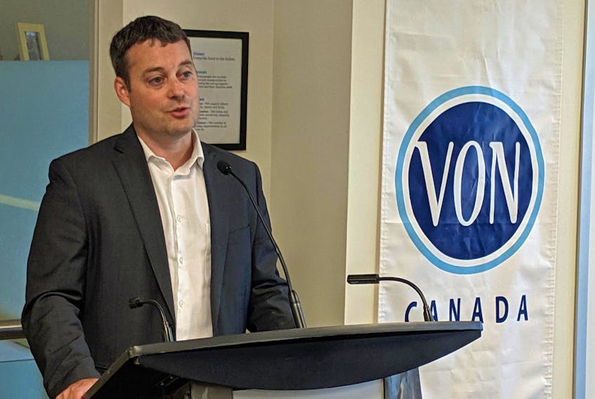Nova Scotia Health Minister Randy Delorey announced $1.86 million for home-care training and equipment at the VON headquarters in Halifax on Thursday. - John McPhee