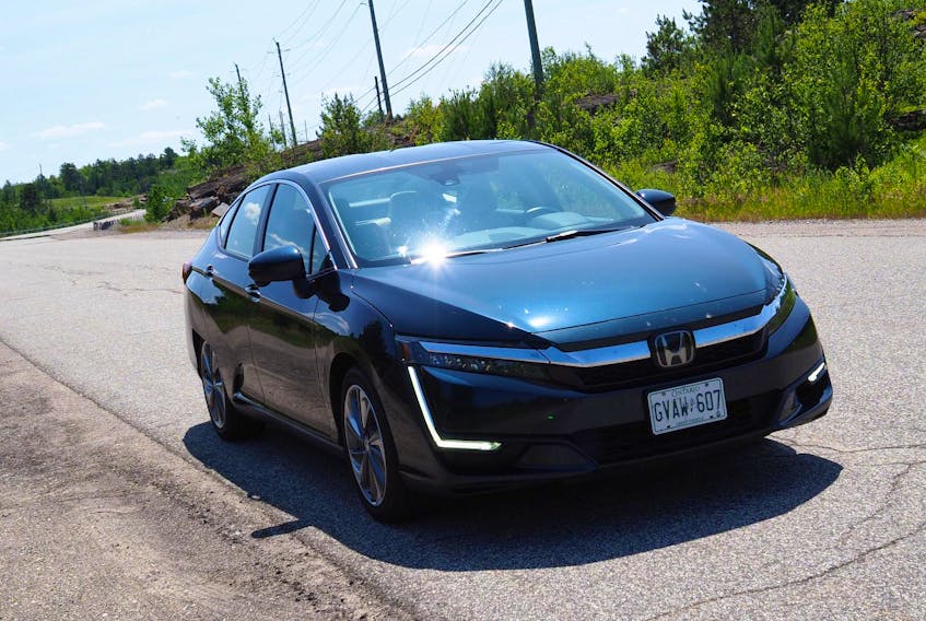 
The 2019 Honda Clarity plug-in hybrid electric vehicle is capable of about 70 kilometres of driving on all-electric power.
