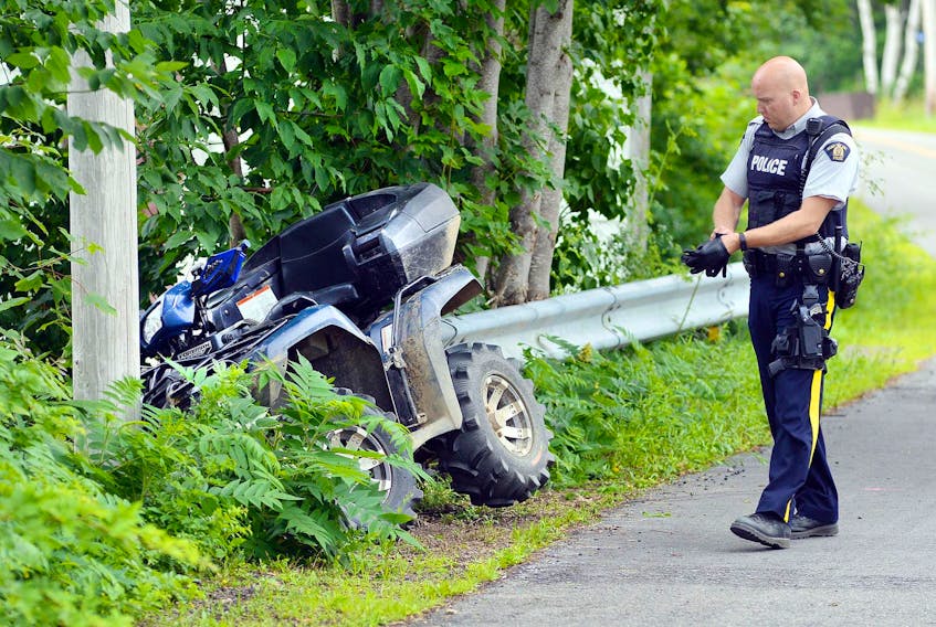 
RCMP investigate after an ATV with two riders onboard crashed into a power pole on in Digby County two years ago. FILE
