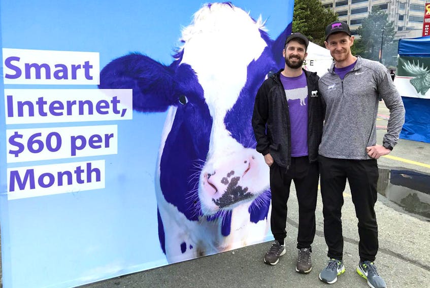 
Bradley Farquhar, left, and Joe Power, the co-founders of the Purple Cow internet service. Contributed
