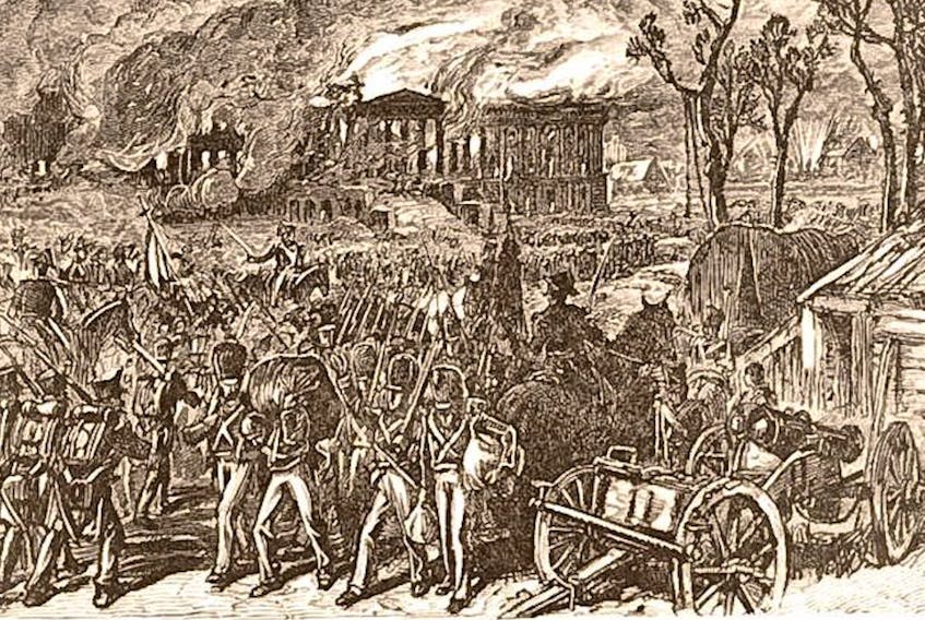 
The Capture and Burning of Washington by the British in 1814 is shown in this illustration. CONTRIBUTED 
